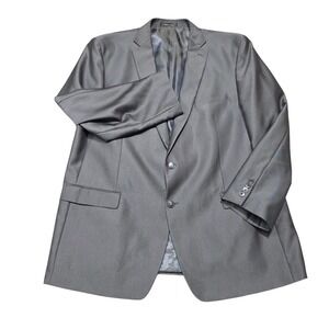 Calvin Klein Mens Gray Herringbone Two Button Blazer Sport Coat Size 50L